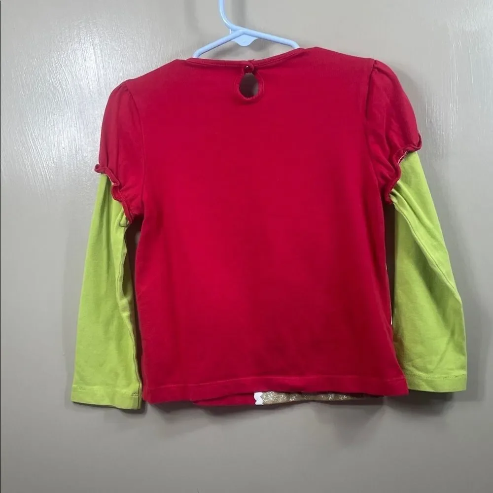 JK Khaki Girls Christmas Shirt Gingerbread Long Sleeve‎ Holiday Top 4T